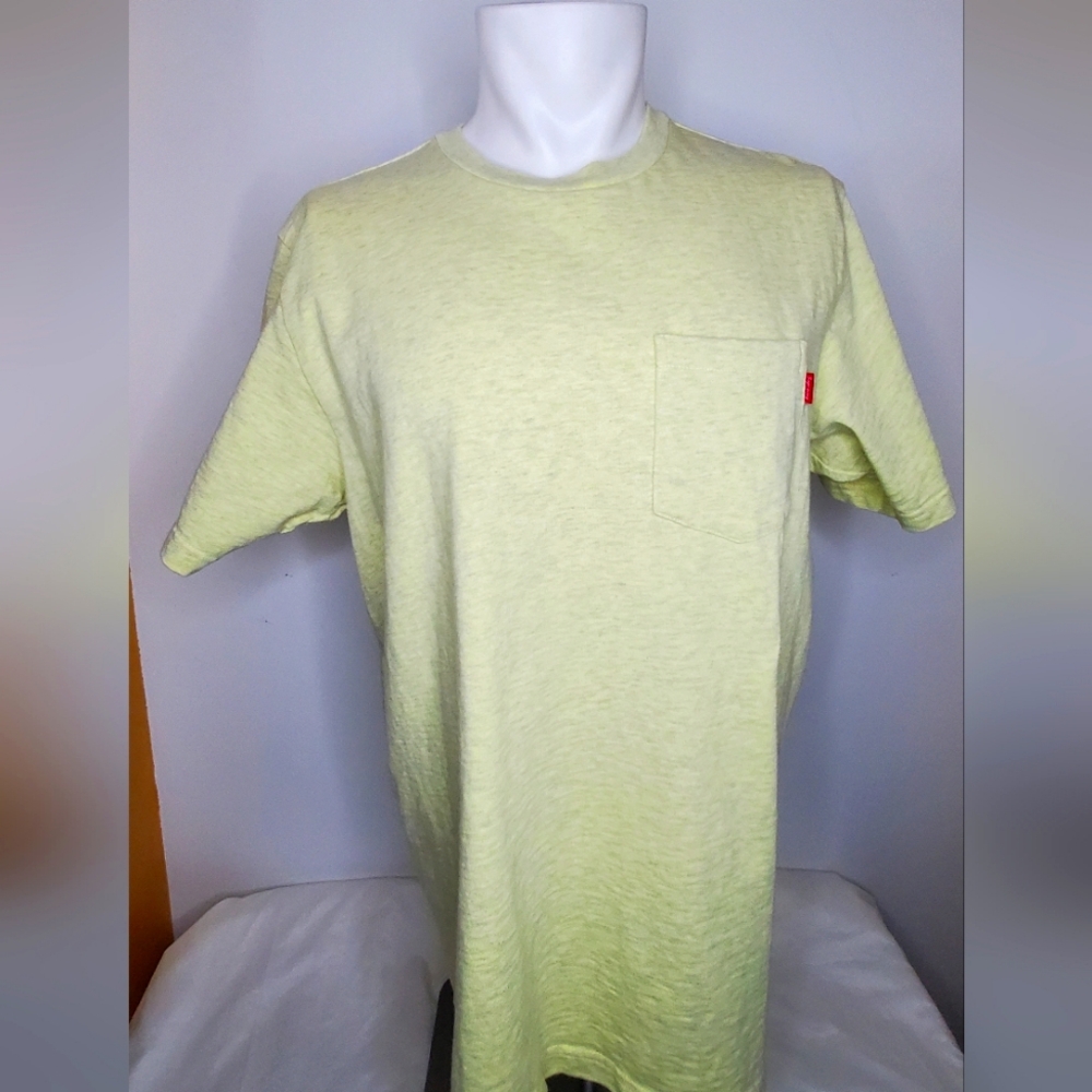 Supreme Men's Light Green Yellow Pocket Tee Size L